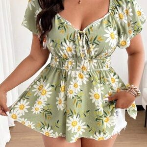 SHEIN Green Floral Blouse